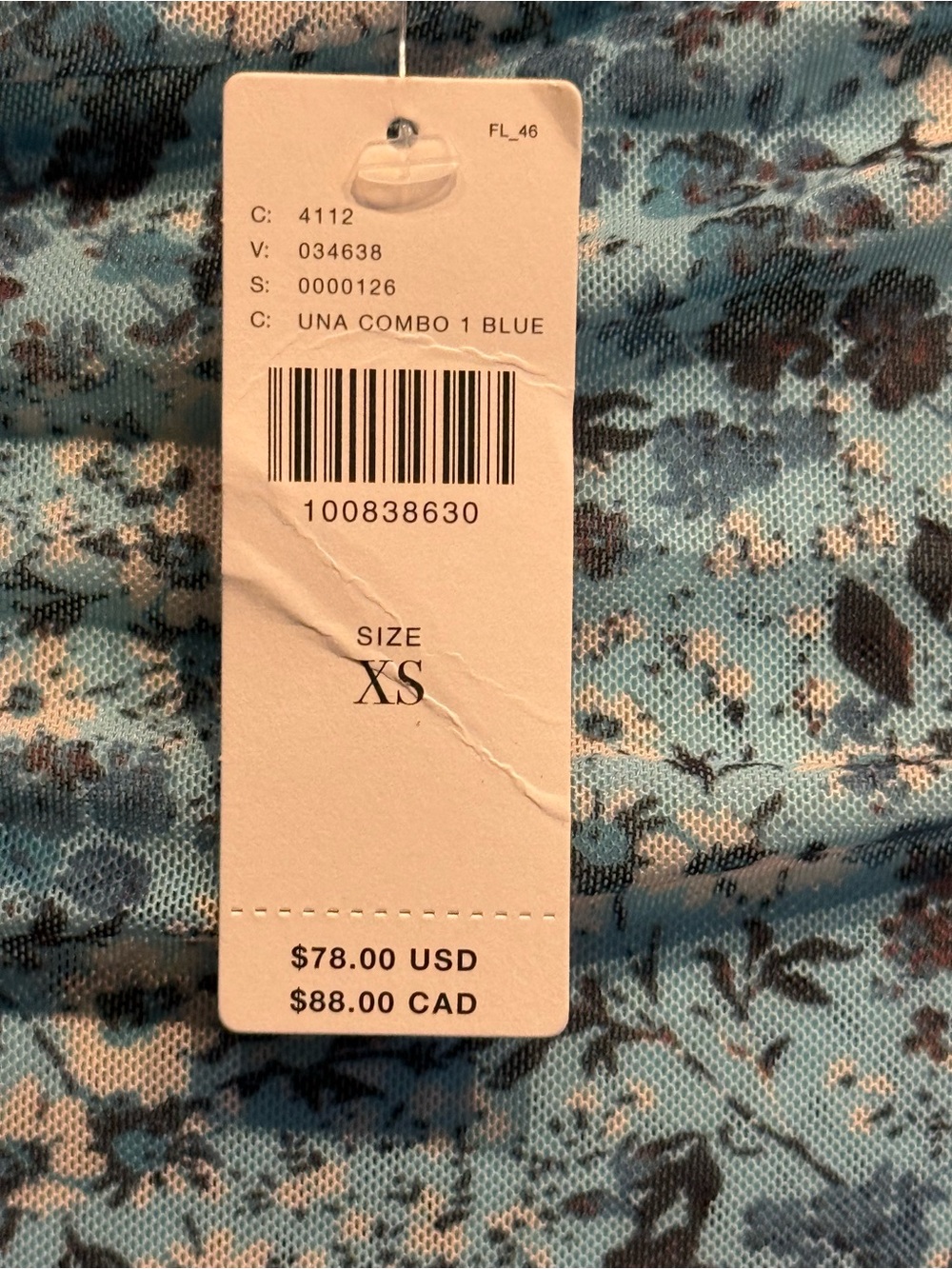 NWT- Anthropologie  Blue Floral Ruched V-Neck Blouse - Picture 4 of 8